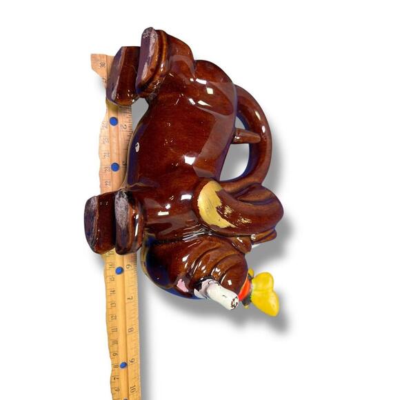 Vintage Ceramic Dog Teapot Planter Figurine Butterfly Nose Whimsical Japan - Picture 10 of 11